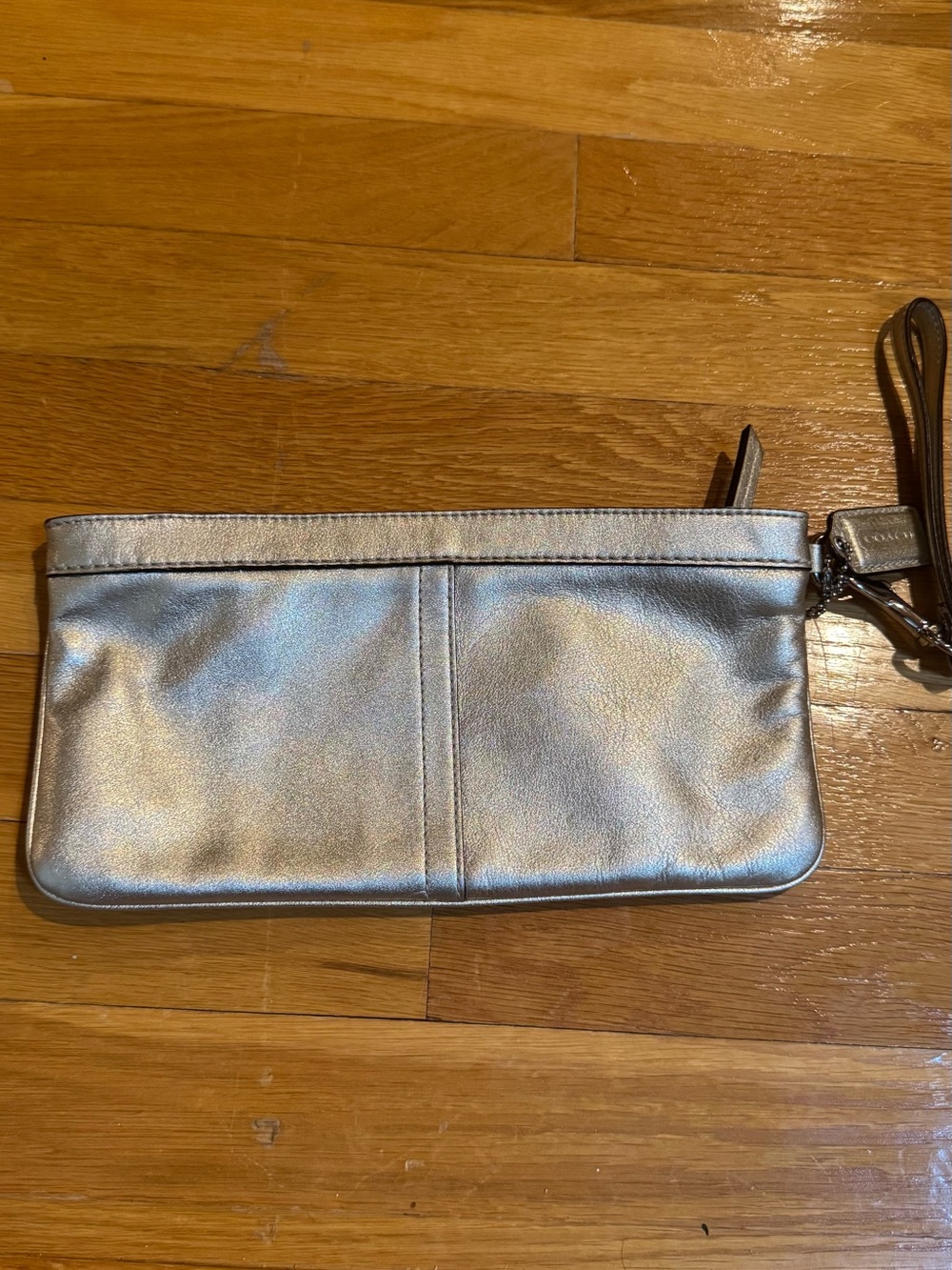 Coach Metallic Silver Leather Wristlet - Picture 2 of 3